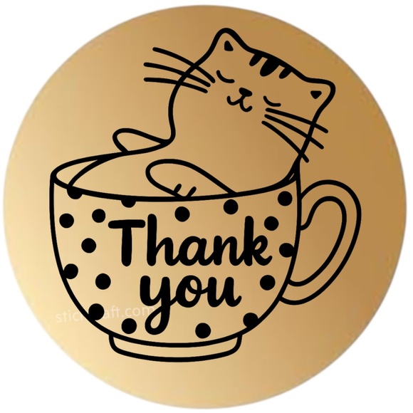 Thank You Cat Stickers Labels Boutique Packaging Thank You Seals - Picture 9 of 14
